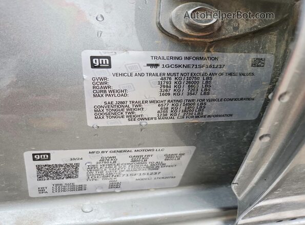 1GC5KNE71SF151237 2025 CHEVROLET SILVERADO Silver 