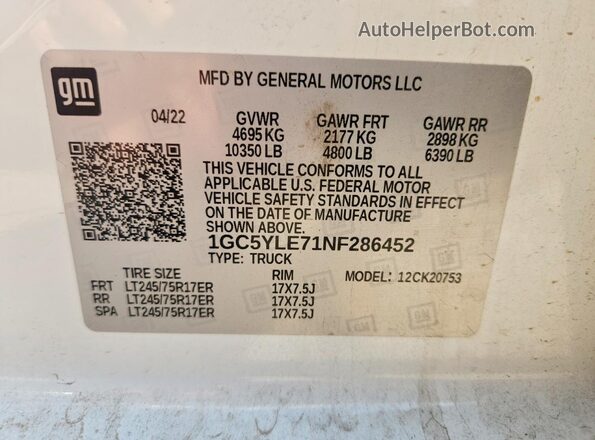 1GC5YLE71NF286452 2022 CHEVROLET SILVERADO White 