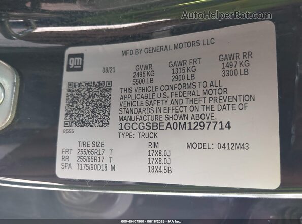 1GCGSBEA0M1297714 2021 CHEVROLET COLORADO Black 