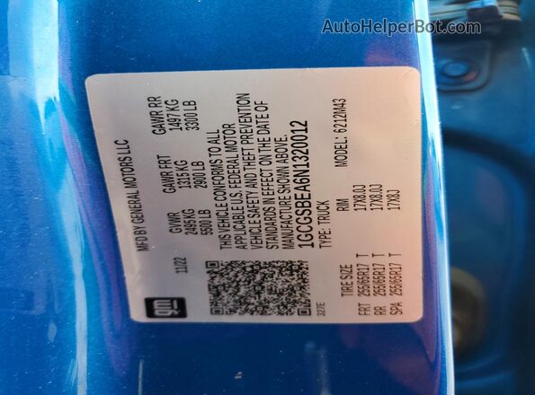 1GCGSBEA6N1320012 2022 CHEVROLET COLORADO Синий Вид подкапотного пространства