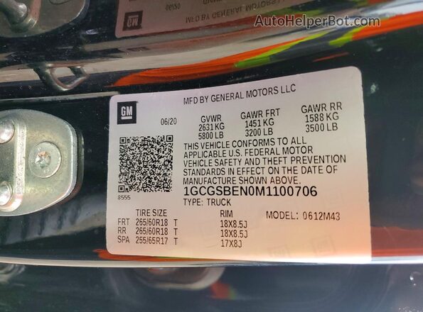 1GCGSBEN0M1100706 2021 CHEVROLET COLORADO Black Widok komory silnika
