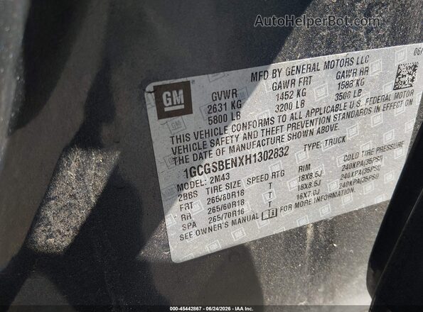1GCGSBENXH1302832 2017 CHEVROLET COLORADO Gray Вид підкапотного простору