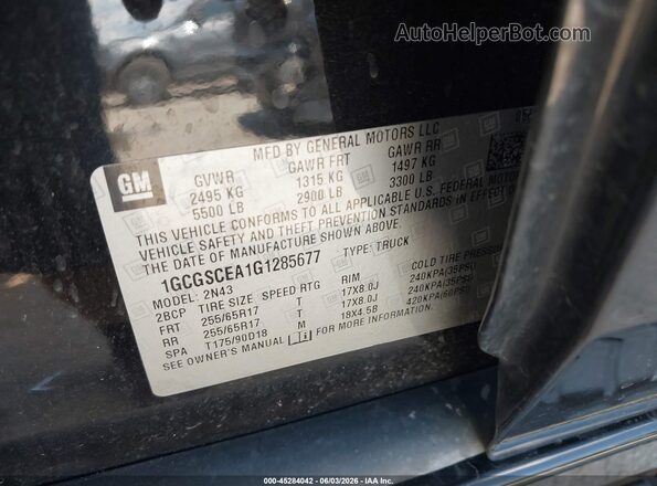 1GCGSCEA1G1285677 2016 CHEVROLET COLORADO Black Engine compartment view
