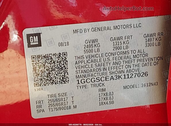 1GCGSCEA3K1127026 2019 CHEVROLET COLORADO Red Widok komory silnika
