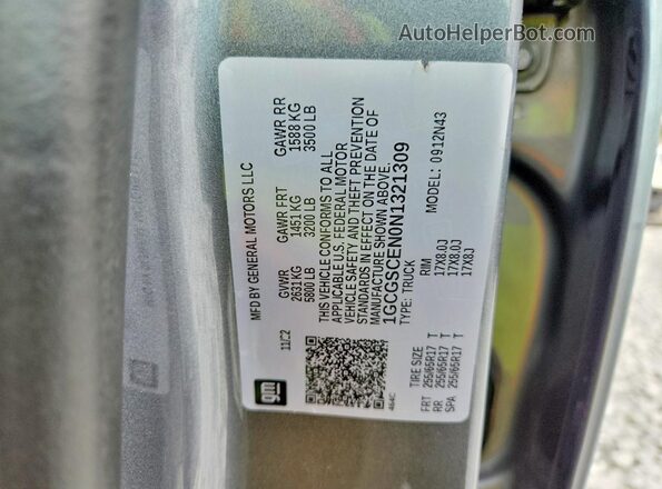 1GCGSCEN0N1321309 2022 CHEVROLET COLORADO Gray Շարժիչի բաժամունքի տեսք