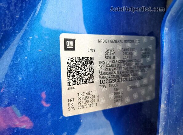 1GCGSCEN2L1107824 2020 CHEVROLET COLORADO Blue 