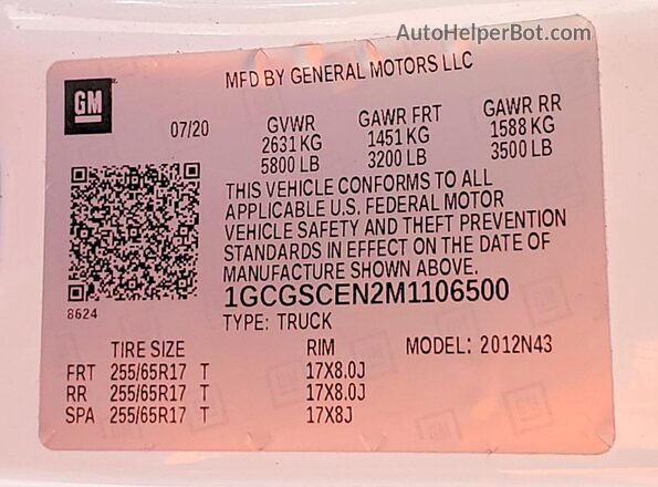 1GCGSCEN2M1106500 2021 CHEVROLET COLORADO White 