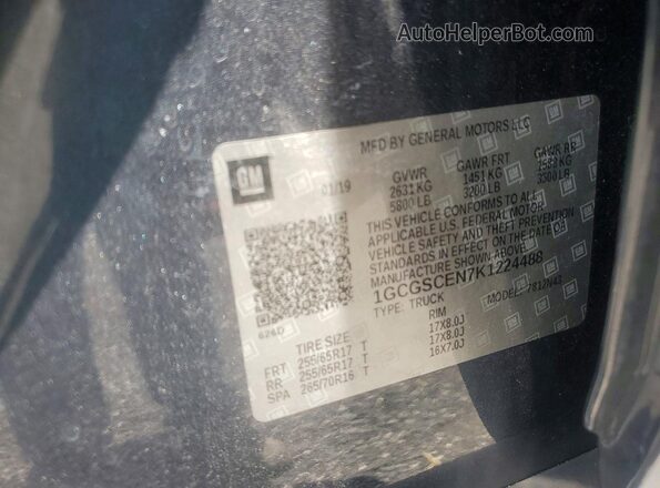 1GCGSCEN7K1224488 2019 CHEVROLET COLORADO Серый Вид подкапотного пространства