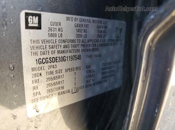 1GCGSDE30G1197548 2016 CHEVROLET COLORADO Gray 