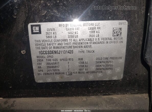 1GCGSDEN6J1131420 2018 CHEVROLET COLORADO Черный Вид подкапотного пространства