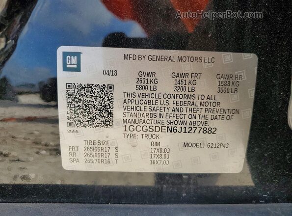 1GCGSDEN6J1277882 2018 CHEVROLET COLORADO Черный Вид подкапотного пространства