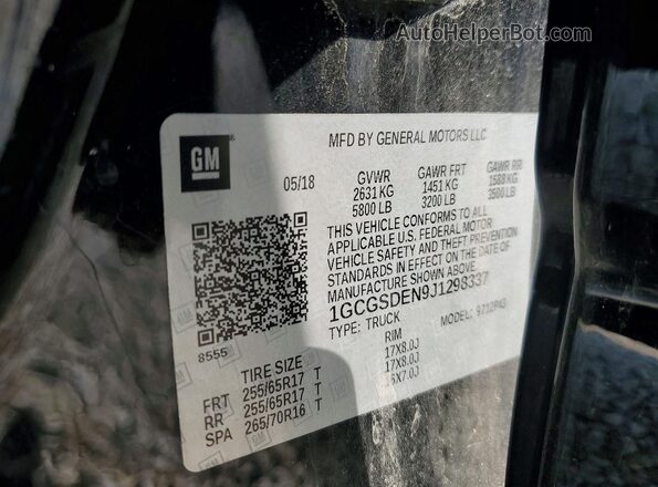 1GCGSDEN9J1298337 2018 CHEVROLET COLORADO Black Вид підкапотного простору