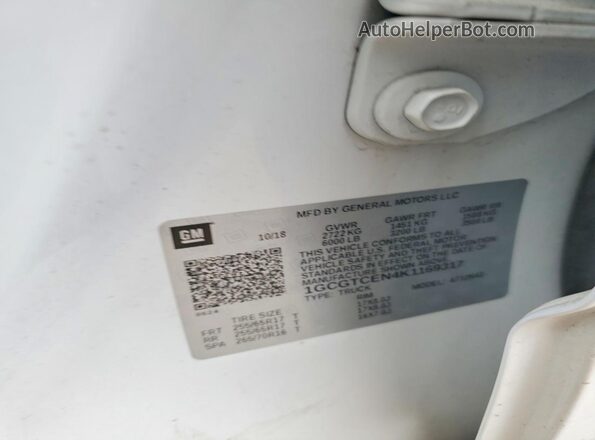 1GCGTCEN4K1169317 2019 CHEVROLET COLORADO White Вид підкапотного простору