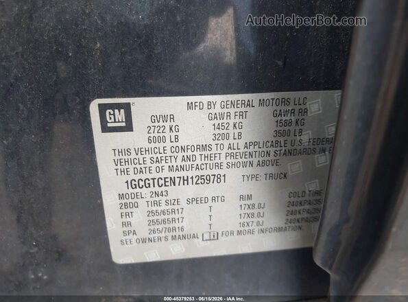 1GCGTCEN7H1259781 2017 CHEVROLET COLORADO Black Engine compartment view