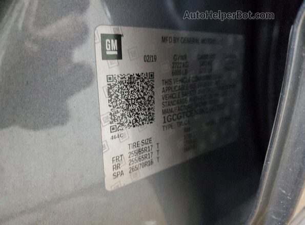 1GCGTCEN8K1247033 2019 CHEVROLET COLORADO Gray Вид підкапотного простору