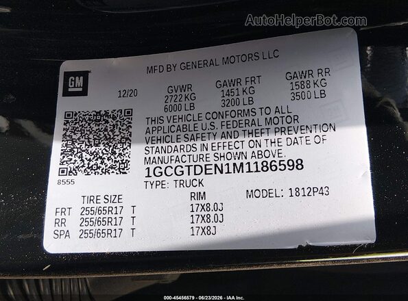1GCGTDEN1M1186598 2021 CHEVROLET COLORADO Black Շարժիչի բաժամունքի տեսք