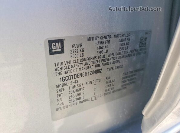1GCGTDEN6H1244002 2017 CHEVROLET COLORADO Silver Widok komory silnika