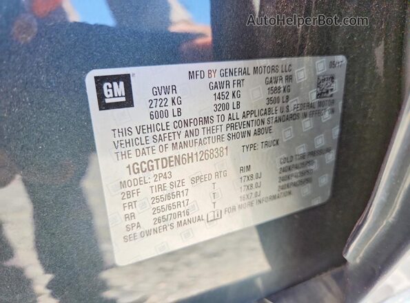 1GCGTDEN6H1268381 2017 CHEVROLET COLORADO Gray Շարժիչի բաժամունքի տեսք