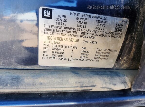 1GCGTDEN7J1207630 2018 CHEVROLET COLORADO Blue 