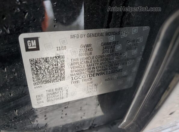 1GCGTDEN9K1188581 2019 CHEVROLET COLORADO Black Engine compartment view