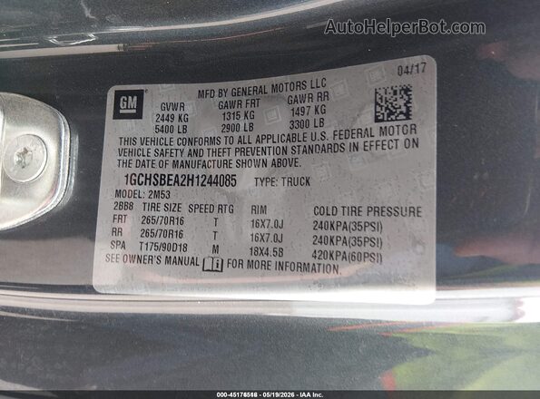 1GCHSBEA2H1244085 2017 CHEVROLET COLORADO Green 