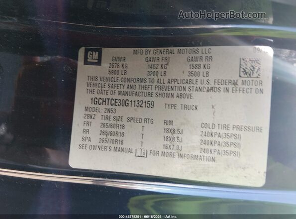 1GCHTCE30G1132159 2016 CHEVROLET COLORADO Black Вид підкапотного простору