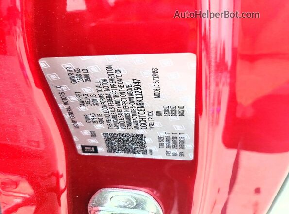 1GCHTCEN6K1125047 2019 CHEVROLET COLORADO Красный Вид подкапотного пространства