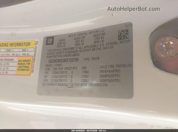 1GCNCNEC0HZ123799 2017 CHEVROLET SILVERADO White ძრავის განყოფილების ხედი