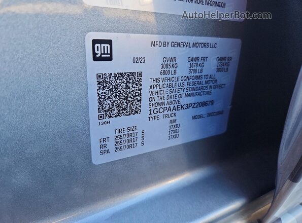 1GCPAAEK3PZ208679 2023 CHEVROLET SILVERADO Gray 