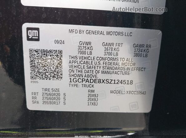 1GCPADE8XSZ124518 2025 CHEVROLET SILVERADO Черный Вид подкапотного пространства