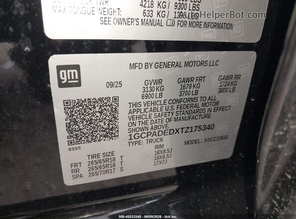 1GCPADEDXTZ175340 2026 CHEVROLET SILVERADO Black 