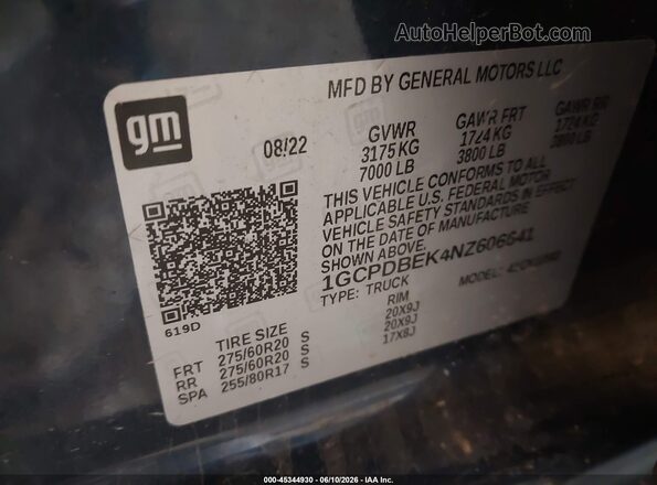 1GCPDBEK4NZ606641 2022 CHEVROLET SILVERADO Dark Blue Вид підкапотного простору