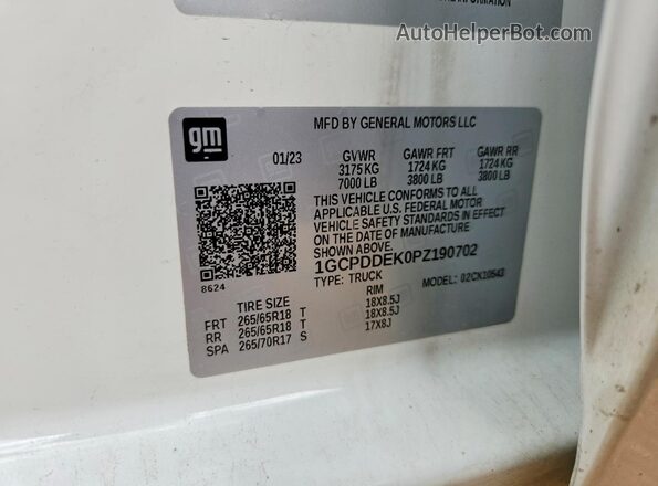 1GCPDDEK0PZ190702 2023 CHEVROLET SILVERADO White Widok komory silnika