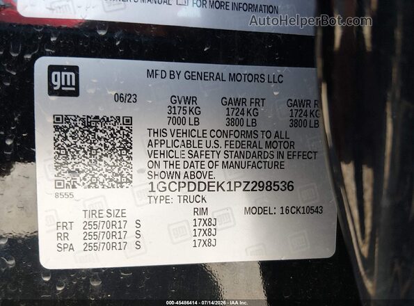 1GCPDDEK1PZ298536 2023 CHEVROLET SILVERADO Black Vista del compartimento del motor
