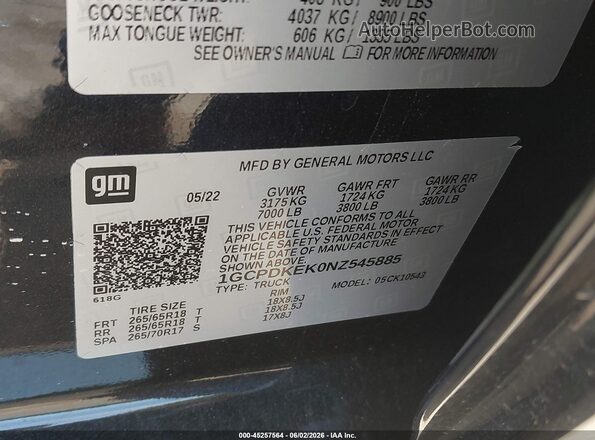 1GCPDKEK0NZ545885 2022 CHEVROLET SILVERADO Black ძრავის განყოფილების ხედი