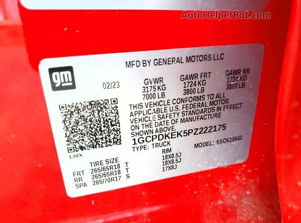 1GCPDKEK5PZ222175 2023 CHEVROLET SILVERADO Red 