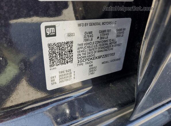 1GCPDKEK6PZ207703 2023 CHEVROLET SILVERADO Black Widok komory silnika