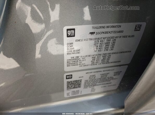 1GCPKBEK2TZ214650 2026 CHEVROLET SILVERADO Серый Вид подкапотного пространства
