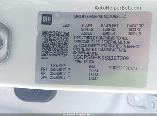 1GCPSBEK0S1127309 2025 CHEVROLET COLORADO White Շարժիչի բաժամունքի տեսք