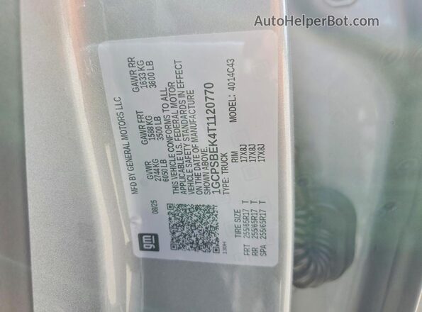 1GCPSBEK4T1120770 2026 CHEVROLET COLORADO Gray VIN կոդի պիտակի տեսք