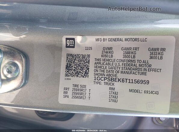 1GCPSBEK6T1156959 2026 CHEVROLET COLORADO Gray 