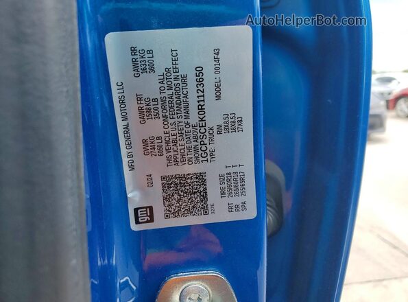 1GCPSCEK0R1123650 2024 CHEVROLET COLORADO Blue Вид наклейки з VIN-кодом