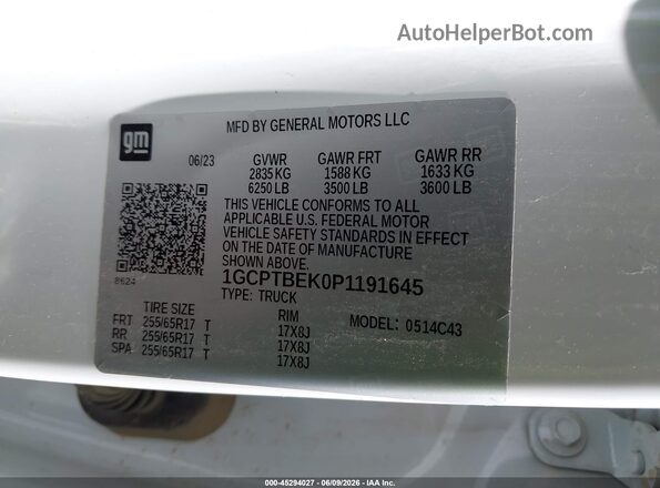 1GCPTBEK0P1191645 2023 CHEVROLET COLORADO Белый Вид подкапотного пространства