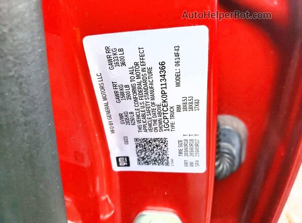 1GCPTCEK0P1134366 2023 CHEVROLET COLORADO Красный Вид подкапотного пространства