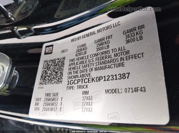 1GCPTCEK0P1231387 2023 CHEVROLET COLORADO Black Vista del compartimento del motor