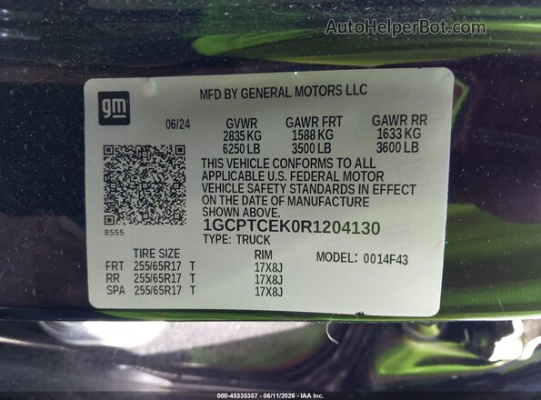 1GCPTCEK0R1204130 2024 CHEVROLET COLORADO Black Շարժիչի բաժամունքի տեսք