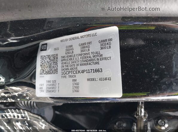 1GCPTCEK4P1171663 2023 CHEVROLET COLORADO Черный Вид подкапотного пространства