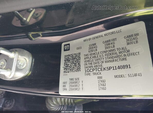 1GCPTCEK5P1140891 2023 CHEVROLET COLORADO Black 