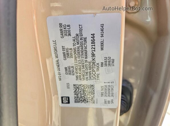 1GCPTDEK9P1218644 2023 CHEVROLET 1500 Желто-коричневый Вид подкапотного пространства