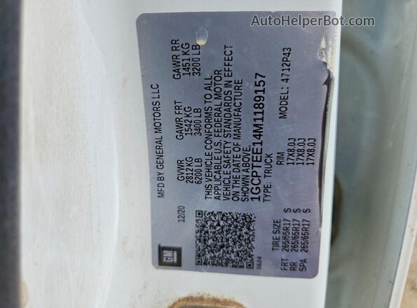 1GCPTEE14M1189157 2021 CHEVROLET COLORADO Белый Вид подкапотного пространства